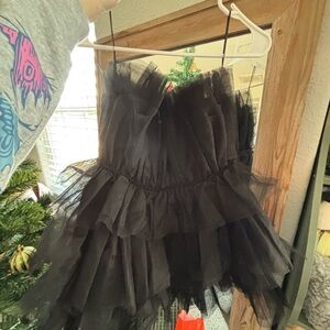 Mable Black Strapless Tulle Dress